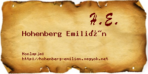 Hohenberg Emilián névjegykártya